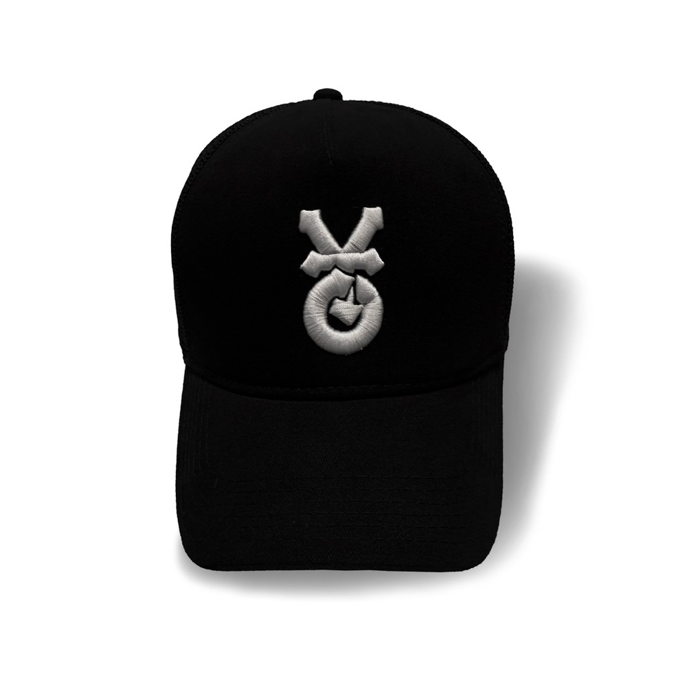 Gothic White Emblem Logo Trucker Logo Cap